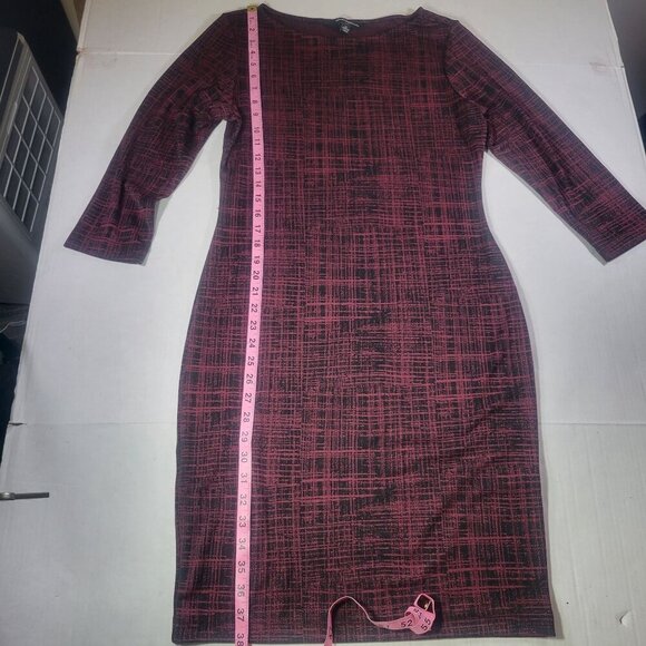 Sharagano Women Professional Red & Black Plaid Sheath Dress 3/4 Sleeves Size 10 - Picture 4 of 7